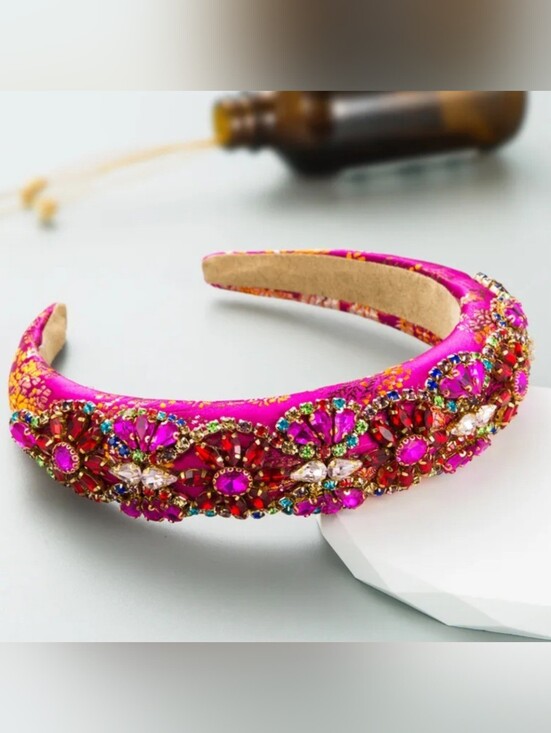 Accessories - Headband Rhinestone Embellished Vibrant Pink & Red